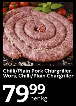 Oxford Freshmarket Chilli/ Plain Pork Chargriller, Wors, Chilli/ Plain Chargriller offer