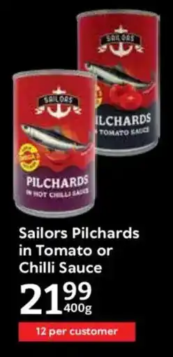 Oxford Freshmarket Sailors Pilchards in Tomato or Chilli Sauce offer