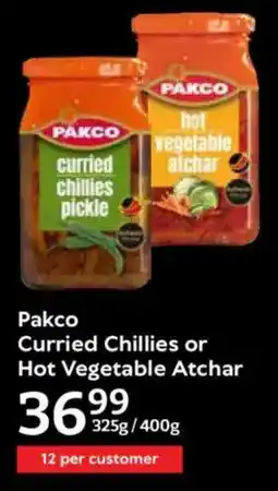 Oxford Freshmarket Pakco Curried Chillies or Hot Vegetable Atchar offer