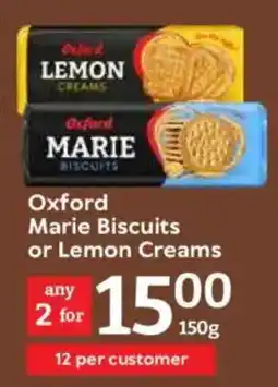 Oxford Freshmarket Oxford Marie Biscuits or Lemon Creams offer