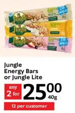 Oxford Freshmarket Jungle Energy Bars or Jungle Lite offer