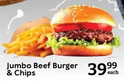 Oxford Freshmarket Jumbo Beef Burger & Chips offer