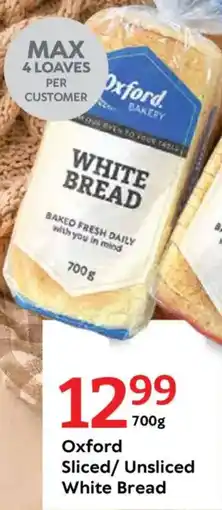 Oxford Freshmarket Oxford Sliced/ Unsliced White Bread offer