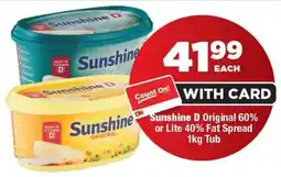 OK Foods Sunshine D Original 60% or Lite 40% Fat Spread Tub offer