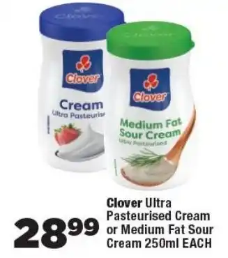 OK Foods Clover Ultra Pasteurised Cream or Medium Fat Sour Cream offer