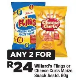 OK Foods Willard's Flings or Cheese Curls Maize Snack offer