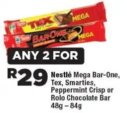 OK Foods Nestlé Mega Bar-One, Tex, Smarties, Peppermint Crisp or Rolo Chocolate Bar offer