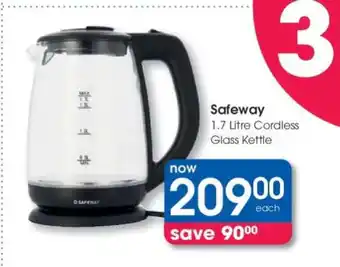 Clicks Safeway 1.7 Litre Cordless Glass Kettle offer
