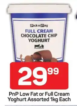 Pick n Pay Hypermarket PnP Low Fat or Full Cream Yoghurt Assorted 1kg Each offer