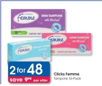 Clicks Clicks Femme Tampons 16-Pack offer