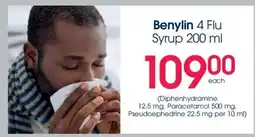 Clicks Benylin 4 Flu Syrup 200 ml offer