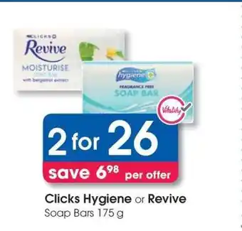 Clicks Clicks Hygiene or Revive Soap Bars 175 g offer