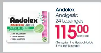 Clicks Andolex Analgesic 24 Lozenges offer
