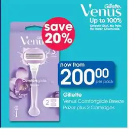 Clicks Gillette Venus Comfortglide Breeze Razor plus 2 Cartridges offer