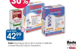 Clicks Salex Nasal Spray 20 ml, 30 ml, Starter or Refill Kits, or Nasal Rinse 50 ml (Excl. Paediatric) offer