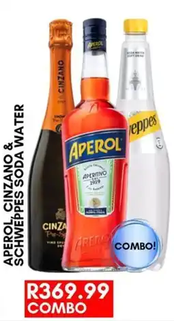 Prestons Aperol, cinzano & schweppes soda water offer