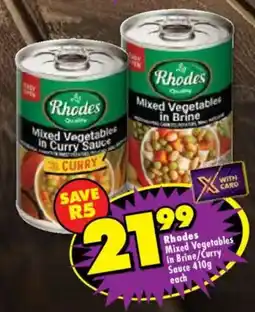 Shoprite Rhodes Mixed Vegetables in Brine/ Curry Sauce offer
