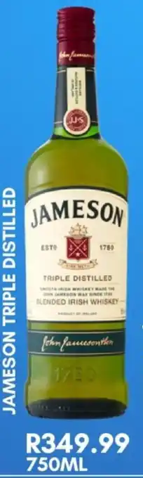 Jameson triple distilled blended irish whiskey
