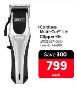 Makro Wahl Cordless Multi-Cut Li+ Clipper Kit offer