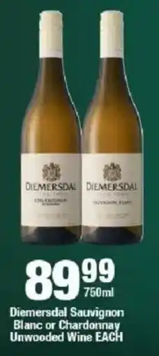 OK Liquor Diemersdal Sauvignon Blanc or Chardonnay Unwooded Wine offer