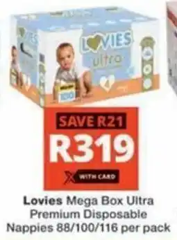 Checkers Hyper Lovies Mega Box Ultra Premium Disposable Nappies offer