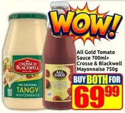 Three Star Cash and Carry All Gold Tomato Sauce and Crosse & Blackwell Mayonnaise offer