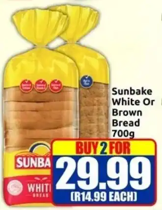 Three Star Cash and Carry Sunbake White Or Brown Bread offer