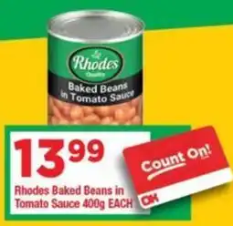 OK Grocer Rhodes Baked Beans in Tomato Sauce offer