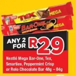 OK Grocer Nestlé Mega Bar-One, Tex, Smarties, Peppermint Crisp or Rolo Chocolate Bar offer