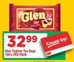 OK Grocer Glen Tagless Tea Bags offer