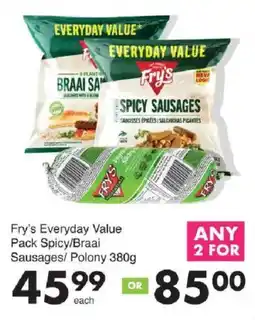 Save Fry's Everyday Value Pack Spicy/ Braai Sausages/ Polony offer