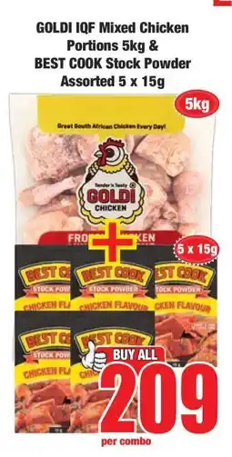 Boxer GOLDI IQF Mixed Chicken Portions 5kg & BEST COOK Stock Powder Assorted 5 x 15g offer