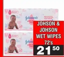 Advance Cash n Carry JOHSON & JOHSON WET WIPES 72's offer