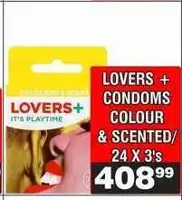 Advance Cash n Carry LOVERS + CONDOMS COLOUR & SCENTED 24 X 3's offer