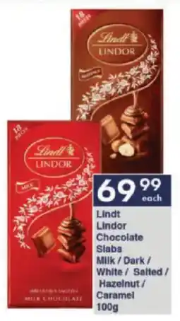 President Hyper Lindt Lindor Chocolate Slabs Milk/ Dark/ White/ Salted/ Hazelnut/ Caramel offer