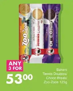 Save Bakers Tennis Doubles/ Choco Break/ Zoo-Zoos offer