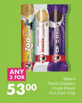 Save Bakers Tennis Doubles/ Choco Break/ Zoo-Zoos offer