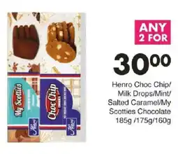 Save Henro Choc Chip/ Milk Drops/ Mint/ Salted Caramel/ My Scotties Chocolate offer