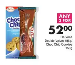 Save De Vries Double Velvet/ Choc Chip Cookies offer