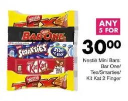 Save Nestlé Mini Bars Bar One/ Tex/ Smarties/ Kit Kat 2 Finger offer
