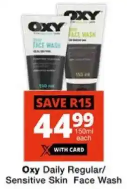 Checkers Oxy Daily Regular/ Sensitive Skin Face Wash offer