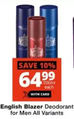 Checkers English Blazer Deodorant for Men All Variants offer