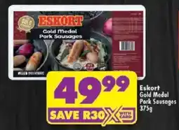 Shoprite Eskort Gold Medal Pork Sausages offer