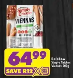 Shoprite Rainbow Simply Chicken Viennas offer