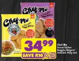 Shoprite Chef Mo Frozen Chicken Nuggets/ Burgers/ Steaklets offer