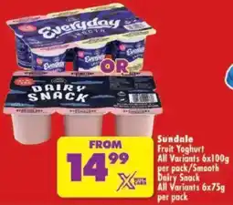 Shoprite Sundale Fruit Yoghurt All Variants/ Smooth Dairy Snack All Variants offer