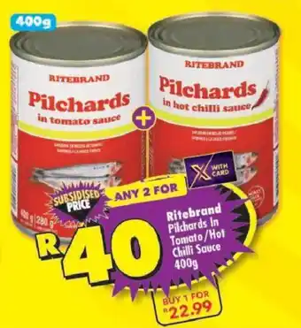 Shoprite Ritebrand Pilchards In Tomato/ Hot Chilli Sauce offer