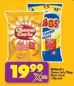 Shoprite Willard's Cheese Curls/ Flings Maize Snack offer