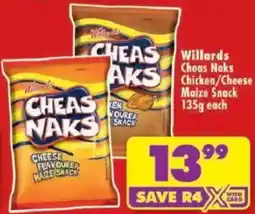 Shoprite Willards Cheas Naks Chicken/ Cheese Maize Snack offer
