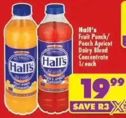 Shoprite Hall's Fruit Punch/ Peach Apricot Dairy Blend Concentrate offer